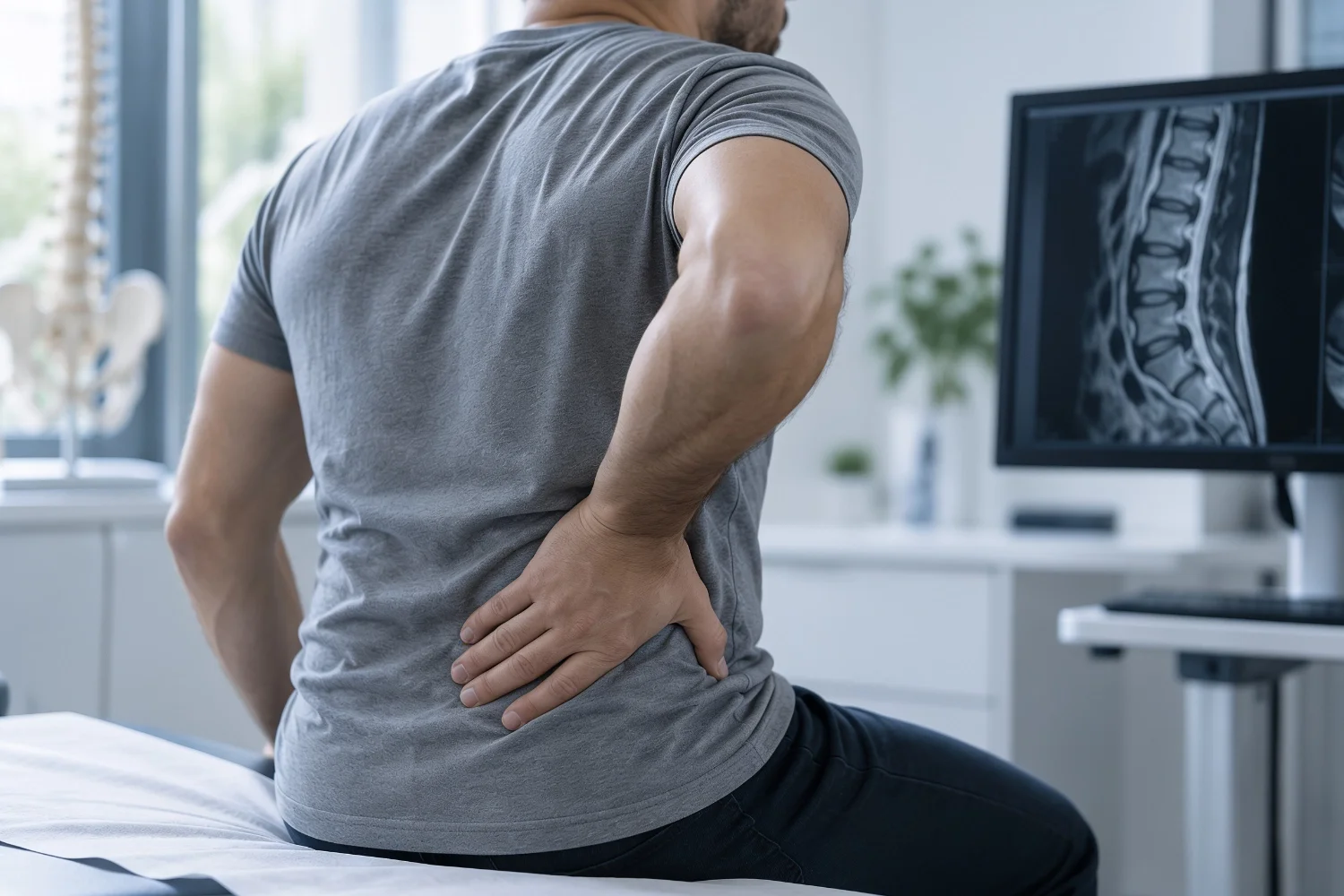 Lumbar spine MRI scan and medical evaluation