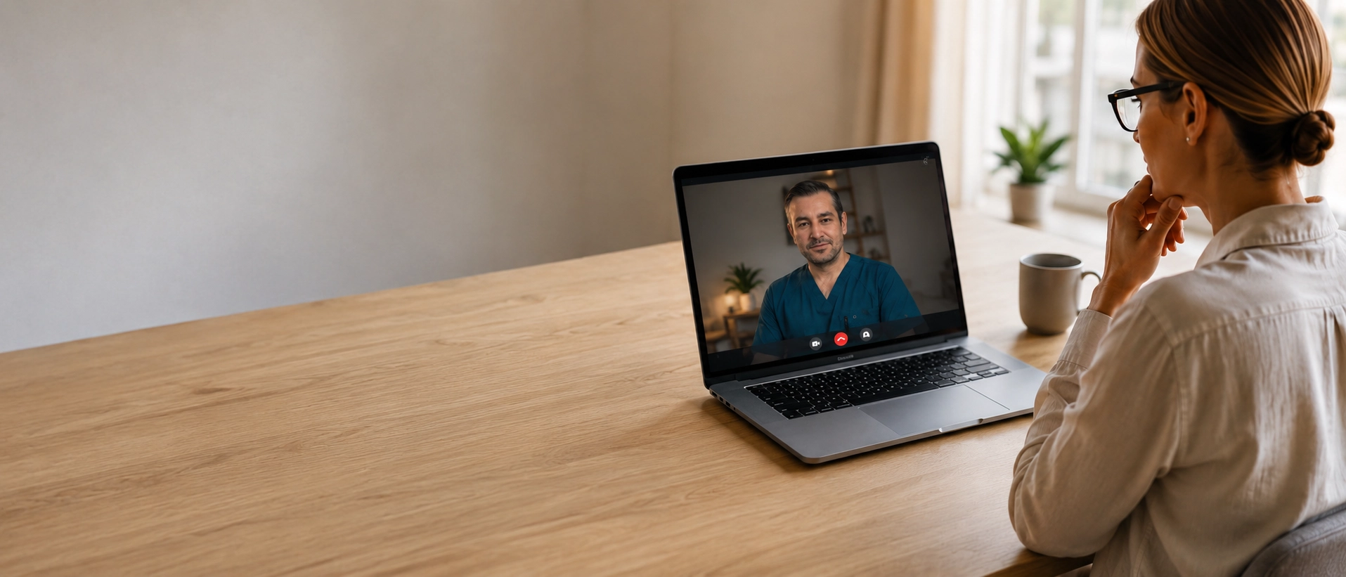 Patient in a video consultation with a physician